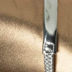 Pre Owned حذاء مولز مالون سولييه مقدمة مدببة ماورين جلد فضى / برونزى ميتالك مقاس 37.5