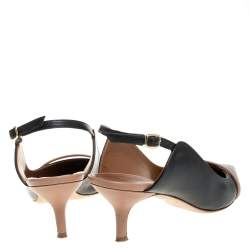 Pre Owned صندل مالون سولييه فتحة كعب مقدمة مدببة ماورين جلد بيج / أسود مقاس 40