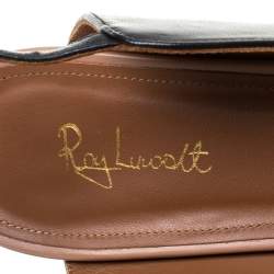 Pre Owned صندل مالون سولييه فتحة كعب مقدمة مدببة ماورين جلد بيج / أسود مقاس 40