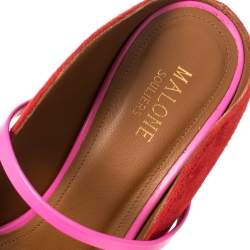 Pre Owned Malone Souliers Red/Pink Suede and Leather Maureen Mules Size 38.5