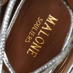 Pre Owned حذاء مالون سولييه فلات ملتف حول الكاحل جلد سافانا بيج ميتالك مقاس 39