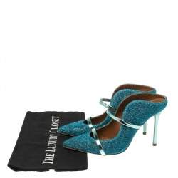 Pre Owned Malone Souliers Blue Fabric Maureen Pointed Toe Mules Size 36