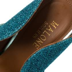 Pre Owned Malone Souliers Blue Fabric Maureen Pointed Toe Mules Size 36