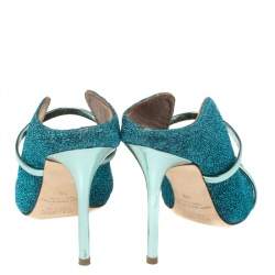 Pre Owned Malone Souliers Blue Fabric Maureen Pointed Toe Mules Size 36