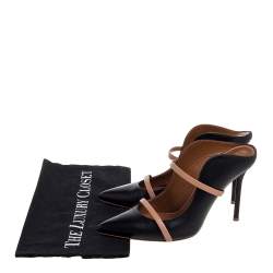 Pre Owned Malone Souliers Black Leather Maureen Pointed Toe Mule Size 38.5