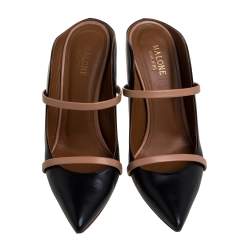 Pre Owned Malone Souliers Black Leather Maureen Pointed Toe Mule Size 38.5