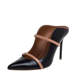 Pre Owned Malone Souliers Black Leather Maureen Pointed Toe Mule Size 38.5
