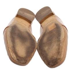 Pre Owned Malone Souliers Beige Croc Embossed Leather Jada Flat Mules Size 37