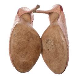 Pre Owned Malone Souliers Snakeskin Peep toe Mule Sandals Size 38.5