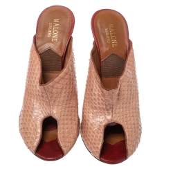 Pre Owned Malone Souliers Snakeskin Peep toe Mule Sandals Size 38.5