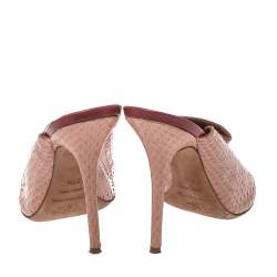 Pre Owned Malone Souliers Snakeskin Peep toe Mule Sandals Size 38.5