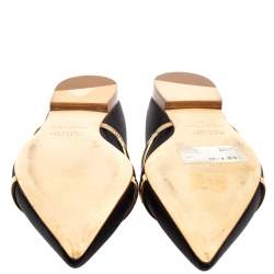 Pre Owned Malone Souliers Black Satin Maureen Mule Flats Size 39