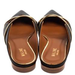 Pre Owned Malone Souliers Black Satin Maureen Mule Flats Size 39