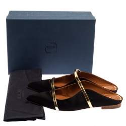 Pre Owned Malone Souliers Black Satin Maureen Mule Flats Size 39