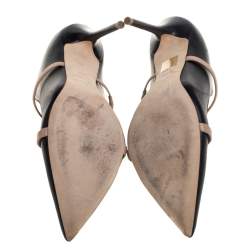 Pre Owned حذاء كعب عالي مالون سولييه جلد أسود / بيج مقاس 40.5