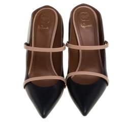 Pre Owned حذاء كعب عالي مالون سولييه جلد أسود / بيج مقاس 40.5