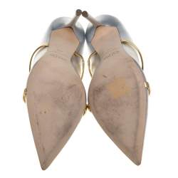 مملوكة مسبقًا حذاء كعب عالى مالون سولييه مقدمة مدببة مارين جلد ذهبى / فضى مقاس 39.5