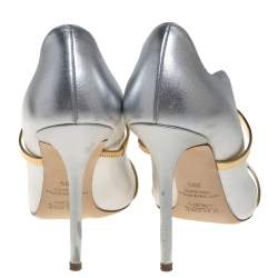 مملوكة مسبقًا حذاء كعب عالى مالون سولييه مقدمة مدببة مارين جلد ذهبى / فضى مقاس 39.5