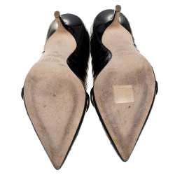 Pre Owned Malone Souliers Black Croc Embossed Leather Maureen Pointed Toe Mules Size 38