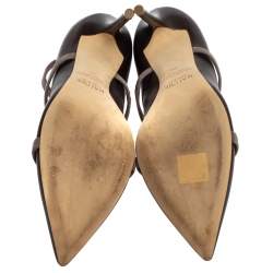 مملوكة مسبقًا حذاء كعب عالي مالون سولييه جلد وسويدي روبين رصاصي/بني بحزام للكاحل مقاس 39