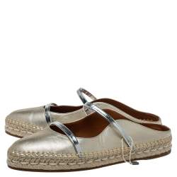 Pre Owned Malone Souliers Metallic Gold/Silver Leather Sienna Flat Espadrille Mules Size 36