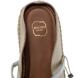 Pre Owned Malone Souliers Metallic Gold/Silver Leather Sienna Flat Espadrille Mules Size 36