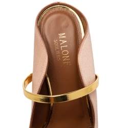 Pre Owned Malone Souliers Blush Gold Satin And Leather Maureen Sandals Size 38
