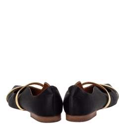 Pre Owned Malone Souliers Black Satin Maureen Pointed Toe Ballet Flats Size 37.5