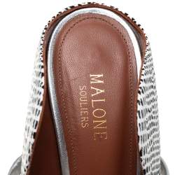 Pre Owned Malone Souliers Monochrome Printed Python Maureen Pointed Toe Mules Size 38.5