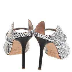 Pre Owned Malone Souliers Monochrome Printed Python Maureen Pointed Toe Mules Size 38.5