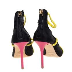 Pre Owned Malone Souliers Black/Yellow Polka Dot Mesh Robyn Pointed Toe Pumps Size 39