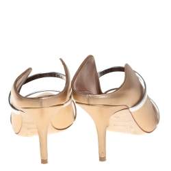 Pre Owned Malone Souliers Metallic Gold Leather Maureen Mule Pumps Size 38.5