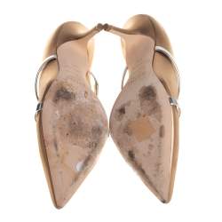 Pre Owned Malone Souliers Metallic Gold Leather Maureen Mule Pumps Size 38.5