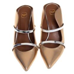 Pre Owned Malone Souliers Metallic Gold Leather Maureen Mule Pumps Size 38.5