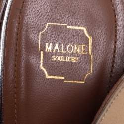 Pre Owned Malone Souliers Metallic Gold Leather Maureen Mule Pumps Size 38.5