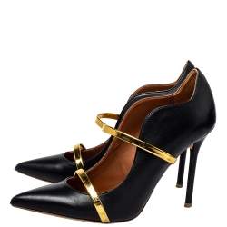 Pre Owned Malone Souliers Black/ Gold Patent And Leather Maureen Pumps Size 39