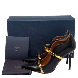 Pre Owned Malone Souliers Black/ Gold Patent And Leather Maureen Pumps Size 39