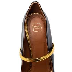 Pre Owned Malone Souliers Black/ Gold Patent And Leather Maureen Pumps Size 39