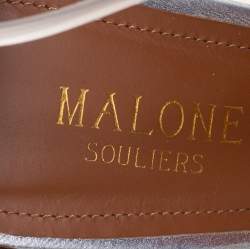 مملوكة مسبقًا Malone Souliers Grey Leather And PVC Rose Embellishment  Ankle Strap Sandals Size 39