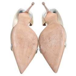 Pre Owned Malone Soulirs Metallic Silver Grey Leather  Morrissey Dorsay Pumps Size 39