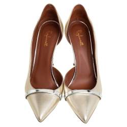 Pre Owned Malone Soulirs Metallic Silver Grey Leather  Morrissey Dorsay Pumps Size 39