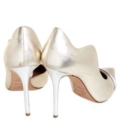 Pre Owned Malone Soulirs Metallic Silver Grey Leather  Morrissey Dorsay Pumps Size 39