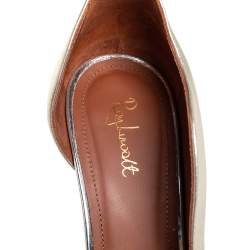 Pre Owned Malone Soulirs Metallic Silver Grey Leather  Morrissey Dorsay Pumps Size 39