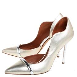 Pre Owned Malone Soulirs Metallic Silver Grey Leather  Morrissey Dorsay Pumps Size 39