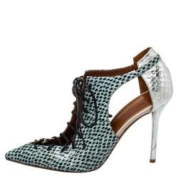 Malone Souliers Multicolor Python Montana Pointed Toe Lace Up Booties Size 37