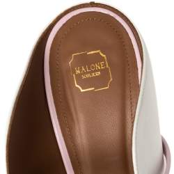 Pre Owned Malone Souliers by Roy Luwolt White/Pink Leather Maureen Pointed Toe Mules Size 40