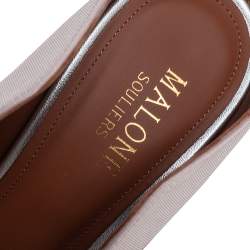 Pre Owned حذاء سلايد مالون سولييه موريين قماش وجلد فضي/وردي مقدمة مدببة مقاس 35.5