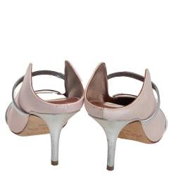 Pre Owned حذاء سلايد  مالون سولييه موريين قماش وجلد فضي/وردي مقدمة مدببة مقاس 35.5