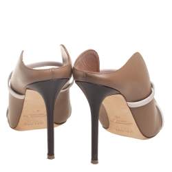 مملوكة مسبقًا حذاء سلايد مالون سولييه ماورين جلد مورين بني/ بيج مقدمة مدببة مقاس 40