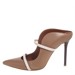 مملوكة مسبقًا حذاء سلايد مالون سولييه ماورين جلد مورين بني/ بيج مقدمة مدببة مقاس 40